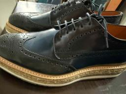 Prada Size 8 Brown  Blue Leather Shoes image 2