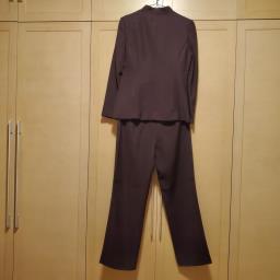 Burgundy colir zip front pant suit image 3