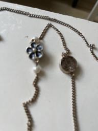 Long necklace- black gold flower motif image 1