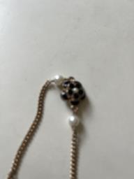 Long necklace- black gold flower motif image 4