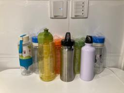 Plastic and Aluminum Water Bottles x 8 image 1