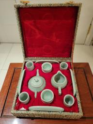 Vintage Celadon Chinese Tea Set image 1