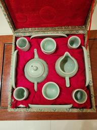 Vintage Celadon Chinese Tea Set image 4