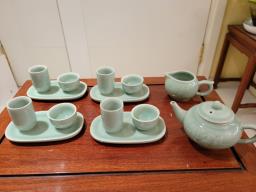 Vintage Celadon Chinese Tea Set image 3