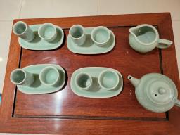 Vintage Celadon Chinese Tea Set image 5