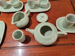 Vintage Celadon Chinese Tea Set image 6