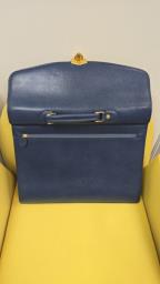 Blue Leather Brief Case real image 2