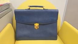 Blue Leather Brief Case real image 4