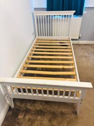White Single Wooden Bed Frame For Sale image 2