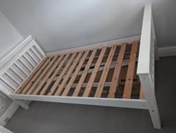 White Single Wooden Bunk Bed Frame image 4