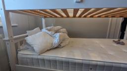 White Single Wooden Bunk Bed Frame image 5