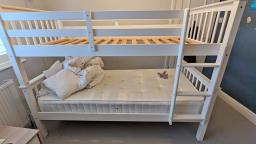 White Single Wooden Bunk Bed Frame image 6