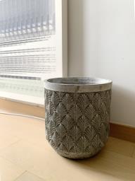 Grey Plant Container with Pattern image 2