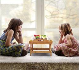 Bamboo Serving Tray Table image 4