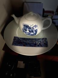 Modern Ceramic Teapot and Plate image 1