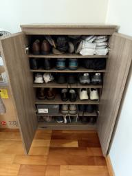 Wooden shoe cabinet adjustable shelves image 2