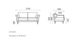 170cm Nordic Style Casual Fabric Sofa image 2