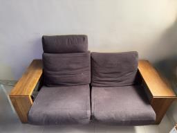 2 seater wooden fabric sofa image 1