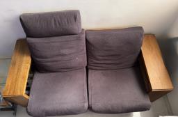 2 seater wooden fabric sofa image 2
