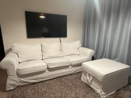 3-seat sofa with footstool image 1