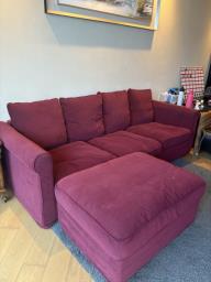 3 Seater Sofa and Foot Stool image 1
