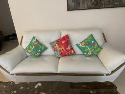 Almost new pure white leather sofa image 1
