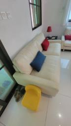 Beige leather sofa image 2