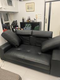 Black Italian Leather Sofa custom made image 2