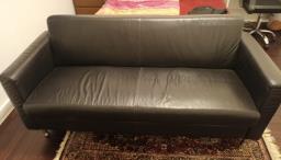 Black Leather 2 Seater Sofa image 1