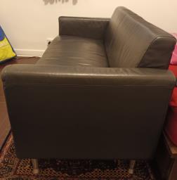 Black Leather 2 Seater Sofa image 2