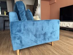 Blue velvet couch image 4