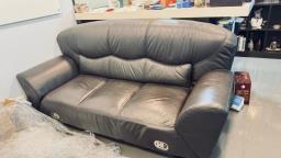Brown all-leather sofa image 1