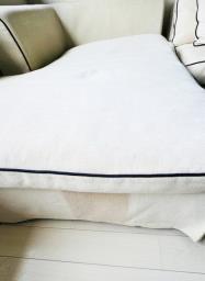 Canvas Fabric Beige 3-seat L-shaped Sofa image 6