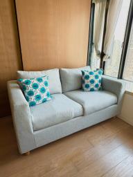 Comfortable 2 Seater Light Blue Sofa image 1