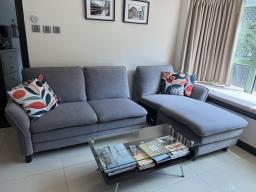 Comfy L-shaped Sofa in Grey - Only 1 yea image 2
