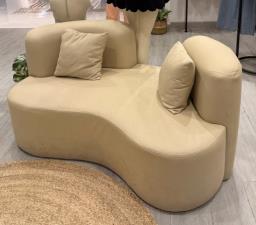 Cream Off-white Small Designer Sofa image 1