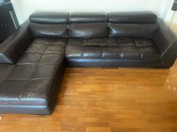 Free well-loved dark brown leather sofa image 1