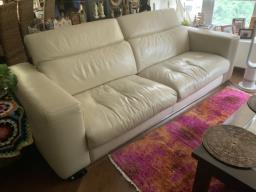 Full leather sofa with adjustable back image 1