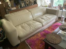 Full leather sofa with adjustable back image 2
