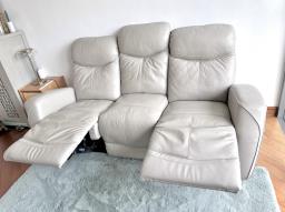 Grey three seater sofa manual hinge image 1