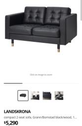 Ikea Landskrona black 2-seat sofa image 2
