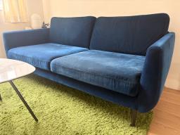 Ikea Smedstorp sofa 3 seater blue velvet image 1