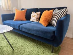 Ikea Smedstorp sofa 3 seater blue velvet image 3