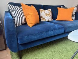 Ikea Smedstorp sofa 3 seater blue velvet image 2