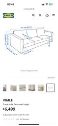 Ikea Vimle 3 Seat Sofa great Condition image 8