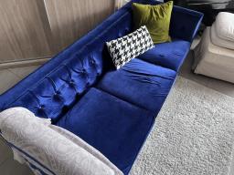 Jewel Blue Velvet Sofa - Great Condition image 4