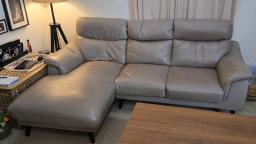 Leather couch chaise lounge image 1