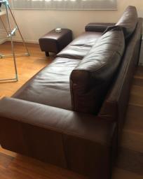 Muji 3 Seater Leather Sofa  with Stool image 6