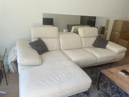 Natuzzi Italia leather couch cream image 1