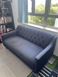 Pottery Barn Blue Tufted Sofa image 1